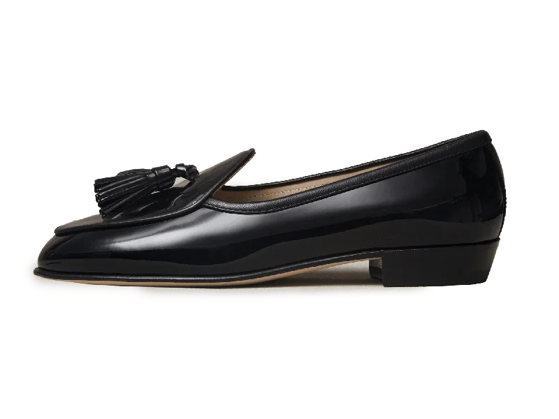 Sagan Tassel Loafers in Black Patent