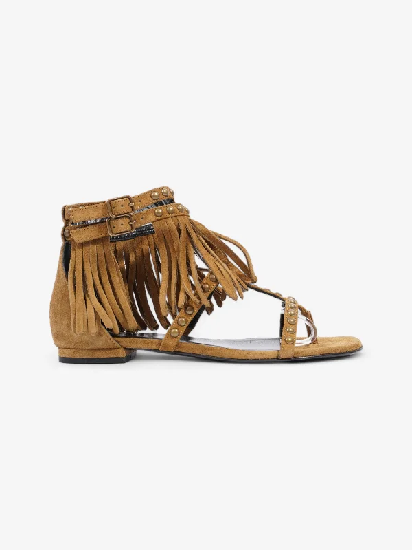 Saint Laurent Tassel Sandals Brown Suede EU 35.5 UK 2.5