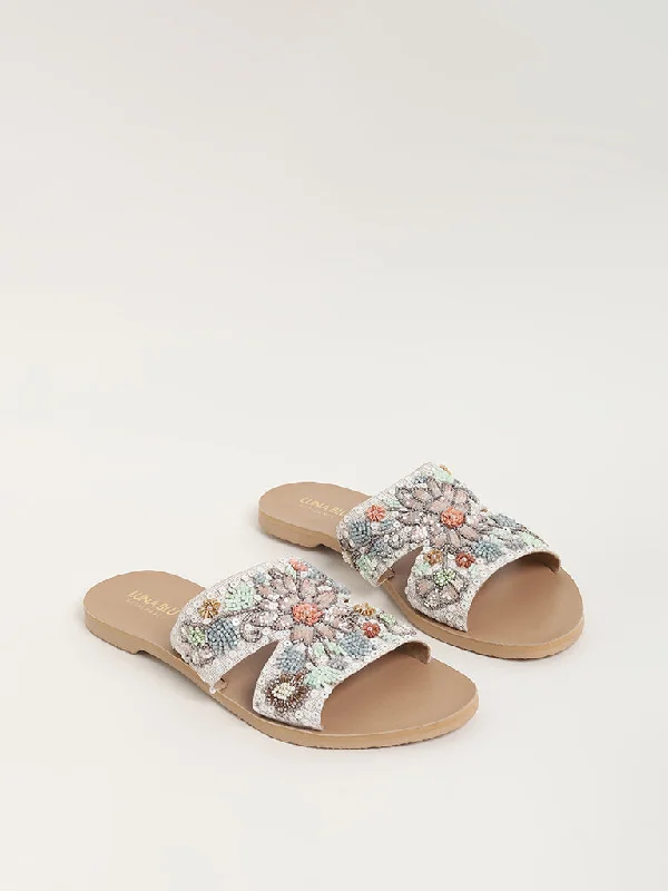 LUNA BLU White Floral Embellished Sandals